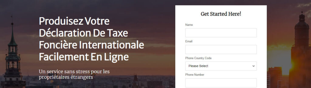 Produire une déclaration de taxe foncière internationale en ligne