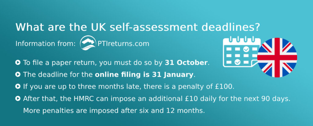 What are the UK property tax filing deadlines? The HMRC self-assessment tax return deadline.
