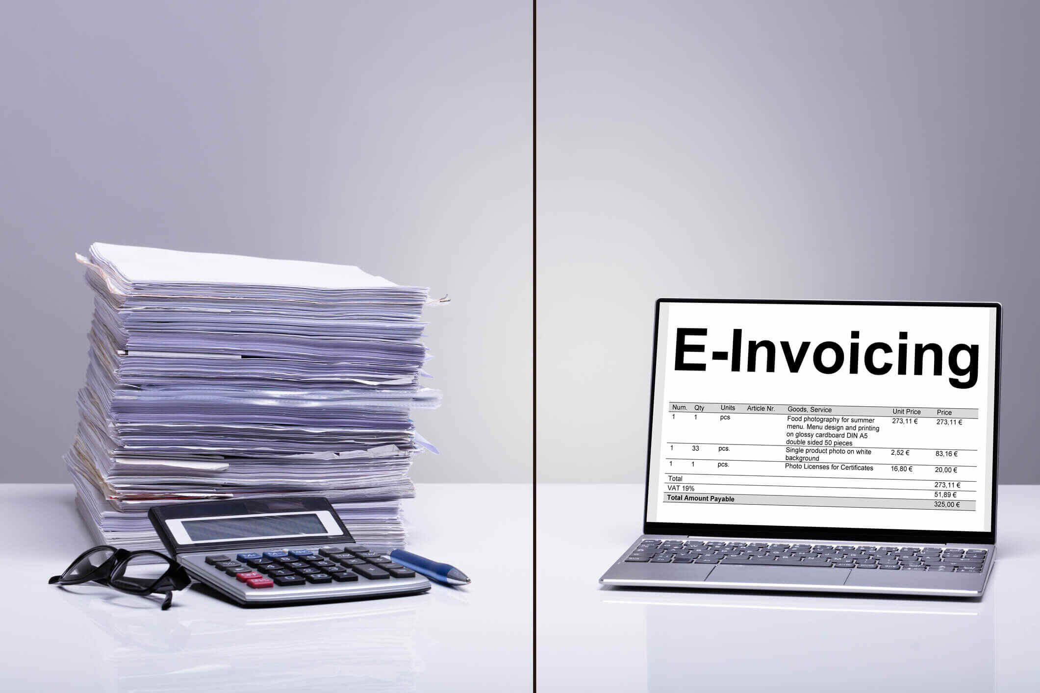 e-invoicing replaces manual invoice handling with structured digital invoices